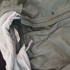 $15 add on - mixed media khaki green twill jacket nwot